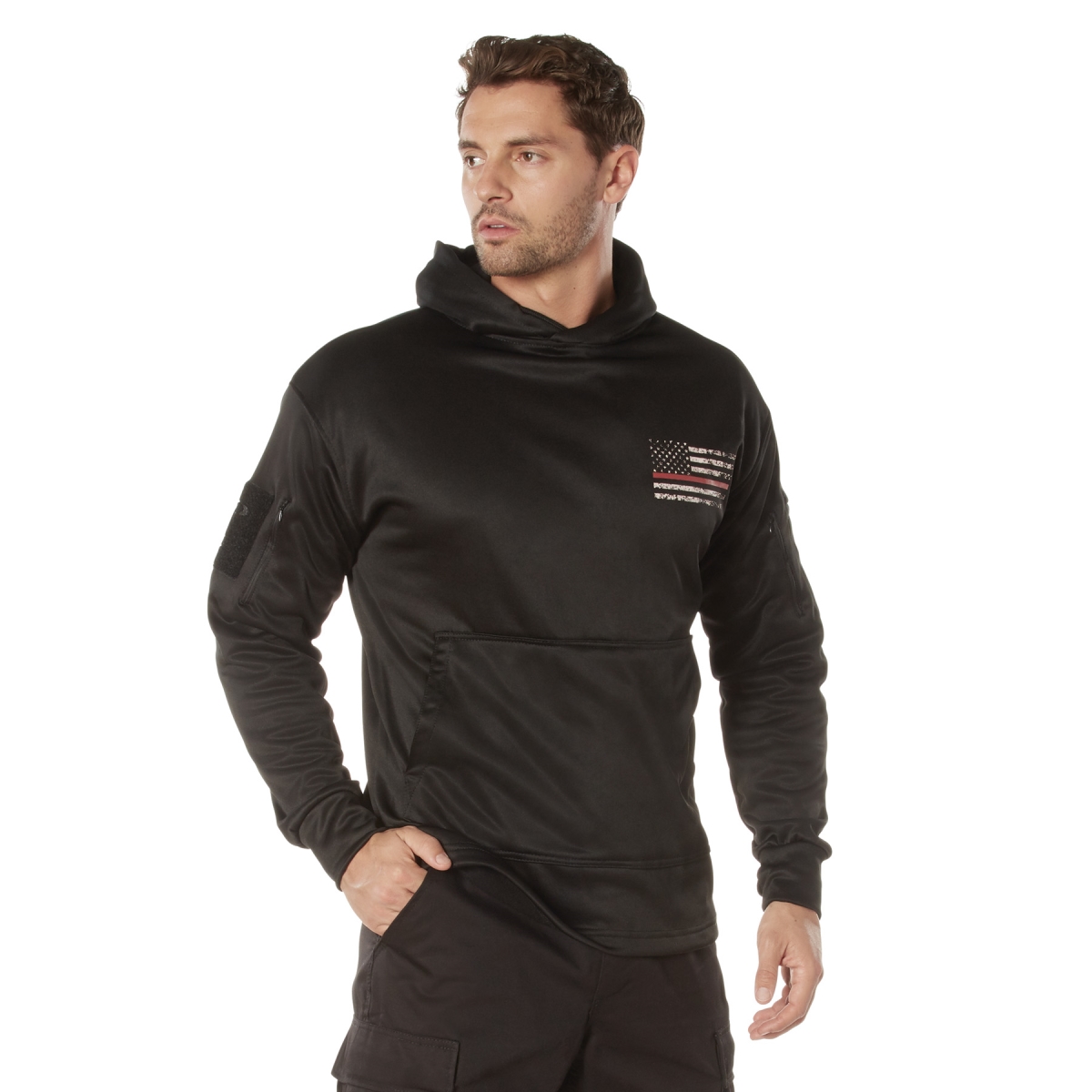 16978 Concealed Carry Thin Red Line Hoodie, Black - Small