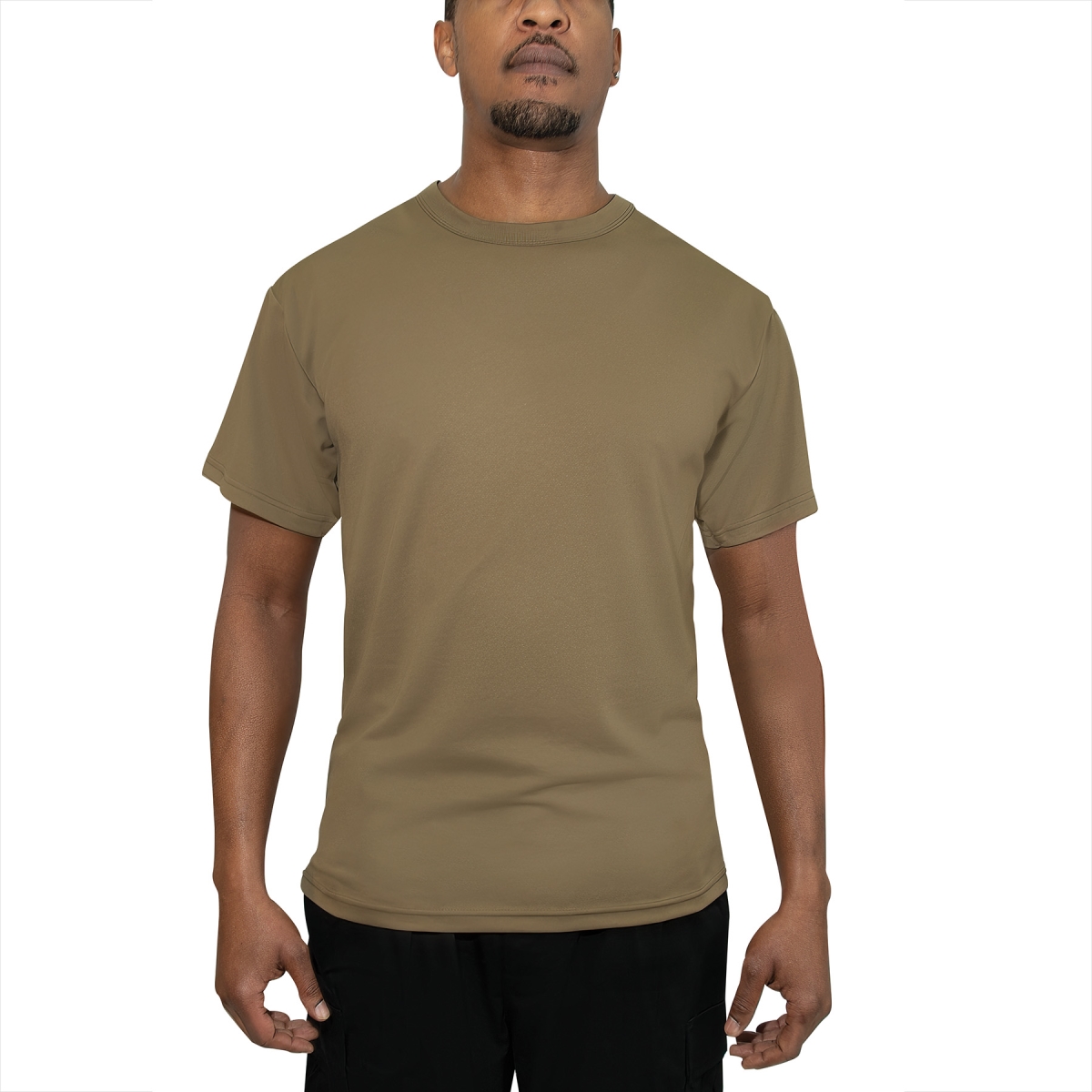 21047 Men Quick Dry Moisture Wicking Short Sleeve T-Shirt, Brown - Medium