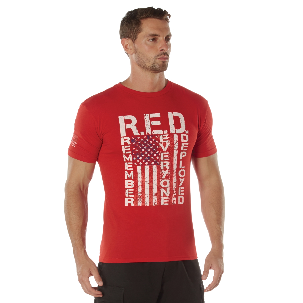 18433 Athletic Fit Remember Everyone Deployed Short Sleeve T-Shirt, Red - Small