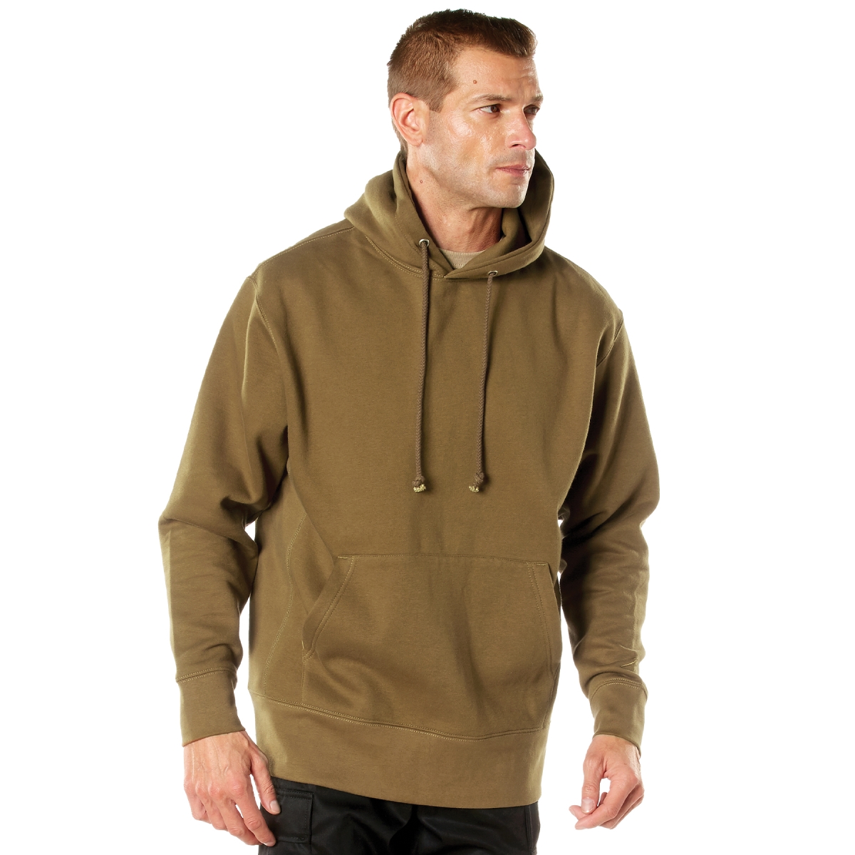 22087 Men Every Day Pullover Long Sleeve Hooded Sweatshirt, Coyote Brown - Medium