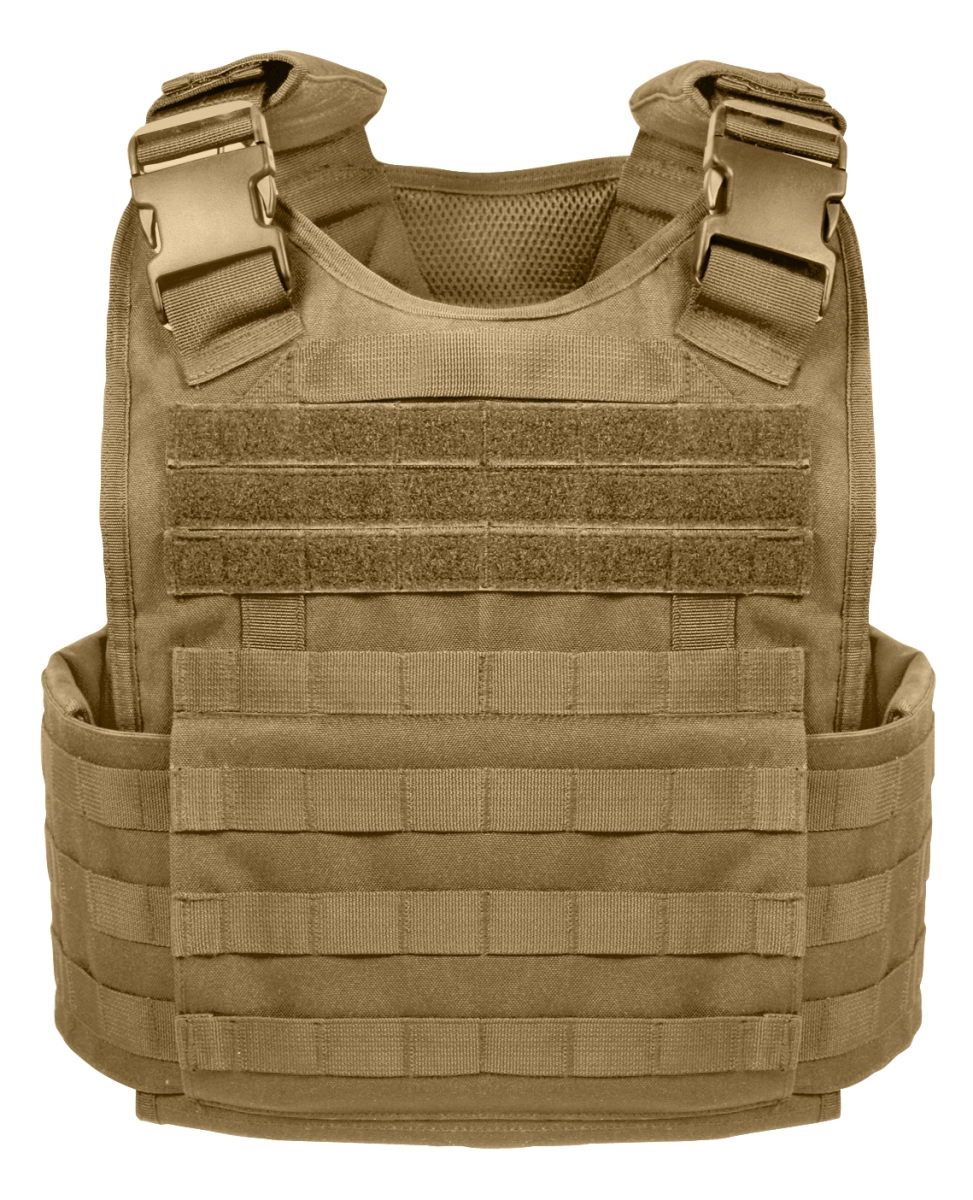 22182 Molle Plate Carrier Vest, Coyote Brown - Extra Small & Small