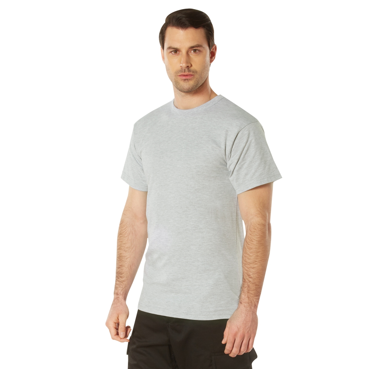 22601 Men Solid Color Short Sleeve T-Shirt with Cotton & Polyester Blend, Heather Gray - Extra Large