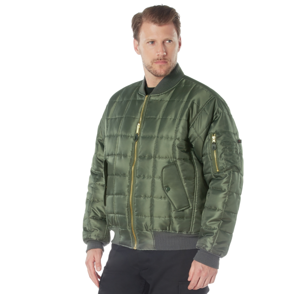 23161 Quilted MA-1 Flight Jacket, Sage Green - Medium