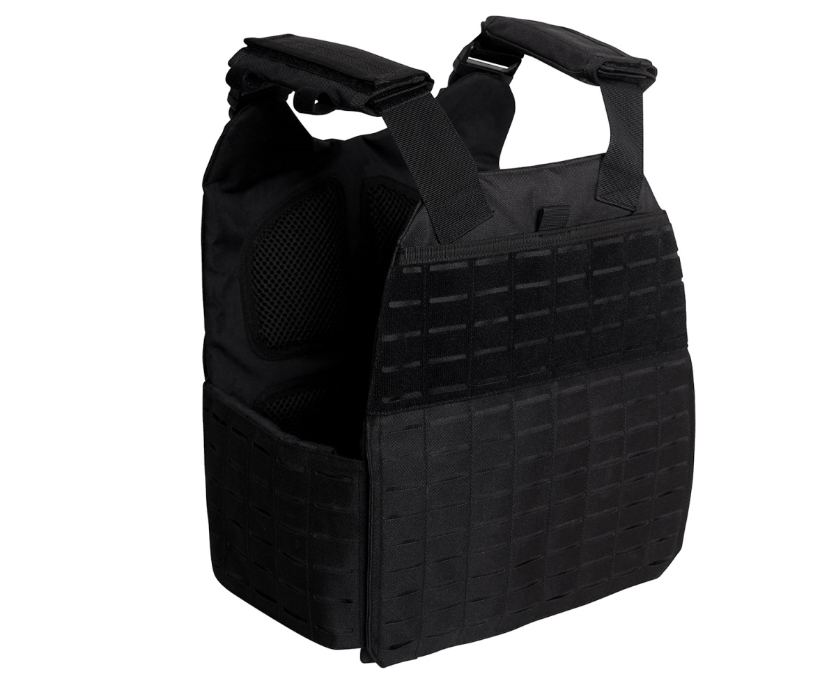 19116 Laser Cut Molle Plate Carrier Vest, Black - Regular