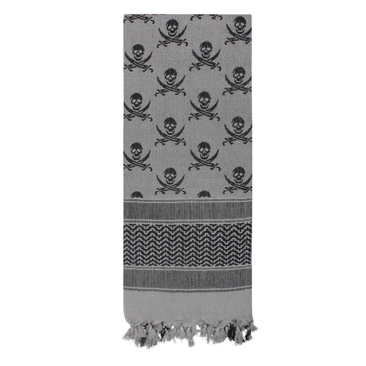 9838 Skulls Shemagh Tactical Desert Keffiyeh Scarf, Grey