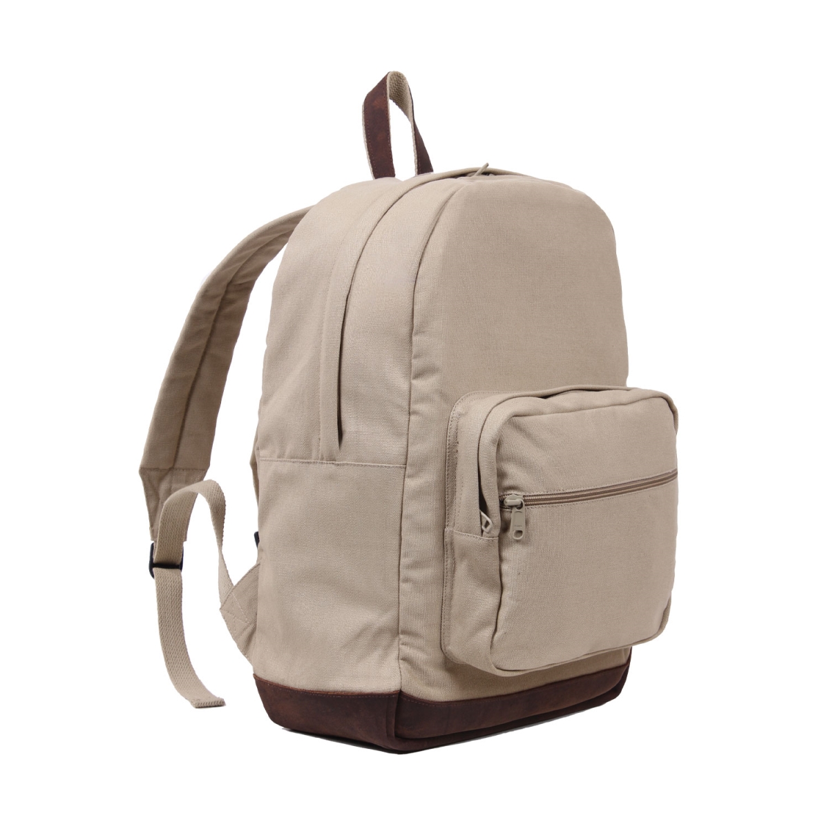 14471 Vintage Canvas Teardrop Backpack with Leather Accents, Khaki