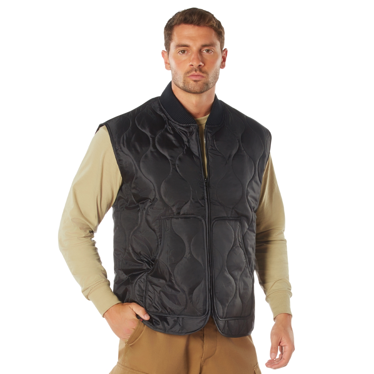 19790 Quilted Woobie Vest, Black - Medium