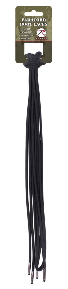 16523 Paracord Boot Laces, Black - 72 in. Length