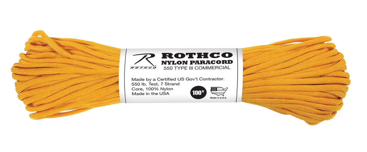 604 550 lbs Type III Nylon Paracord, Gold - 100 ft.