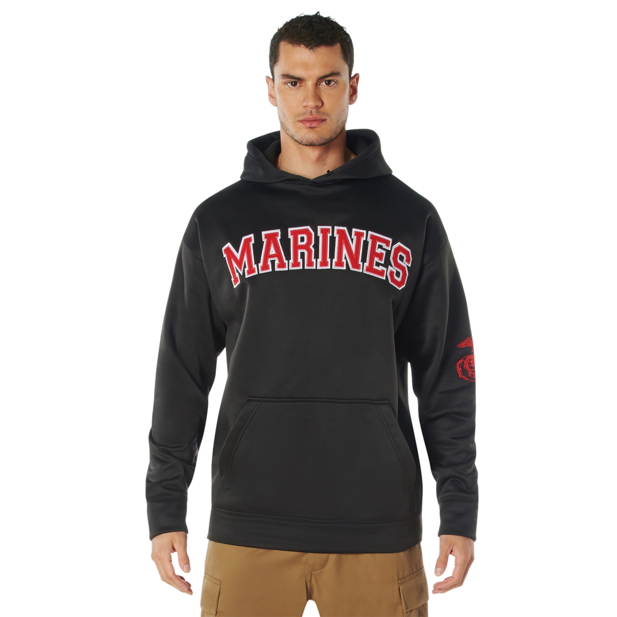 12737 Embroidered Marines Pullover Hoodies, Black & Navy Blue - Extra Large