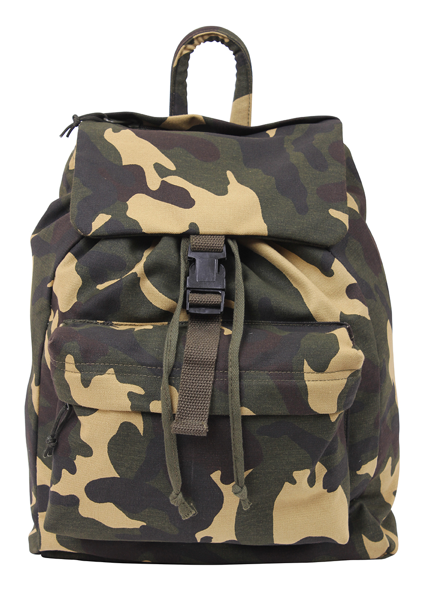 1261 Canvas Daypack Backpack, Woodland Camo