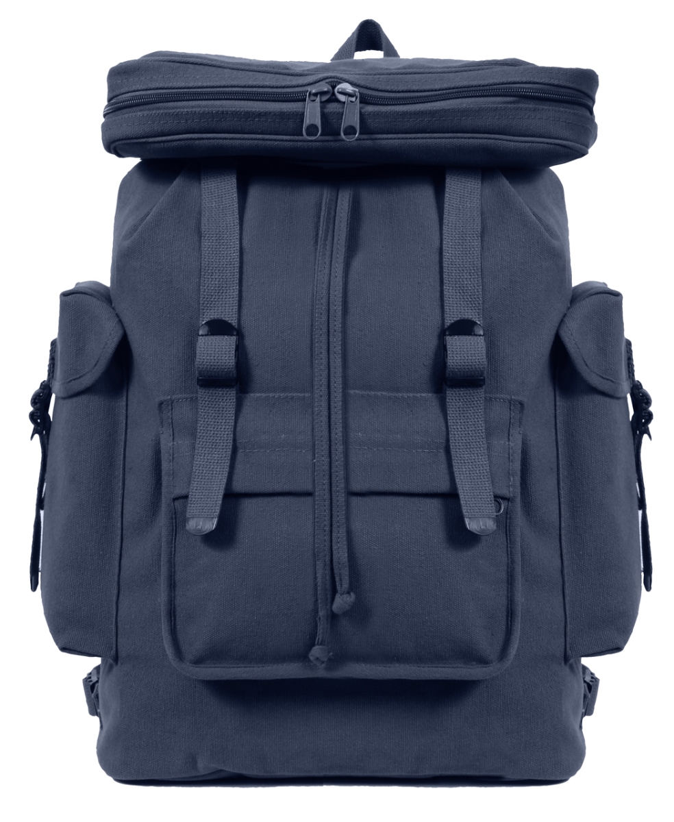 1219 Canvas European Style Rucksack, Navy Blue