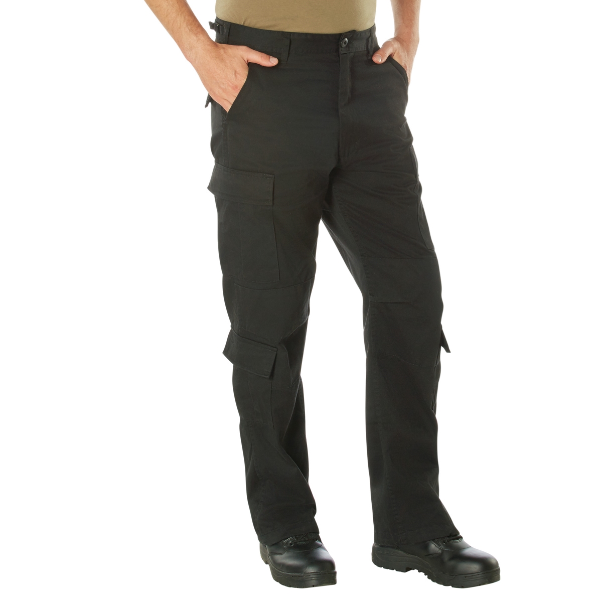 1683 Men Vintage Paratrooper Cargo Fatigue Pants, Black - 3XL