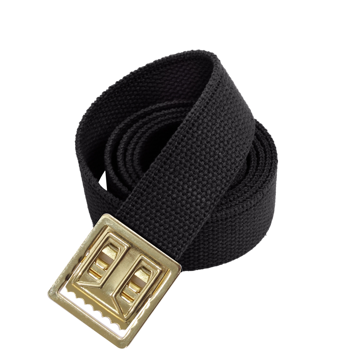 3075 Military Web Belts with Open Face Buckle, Black & Gold - 54 in. Length