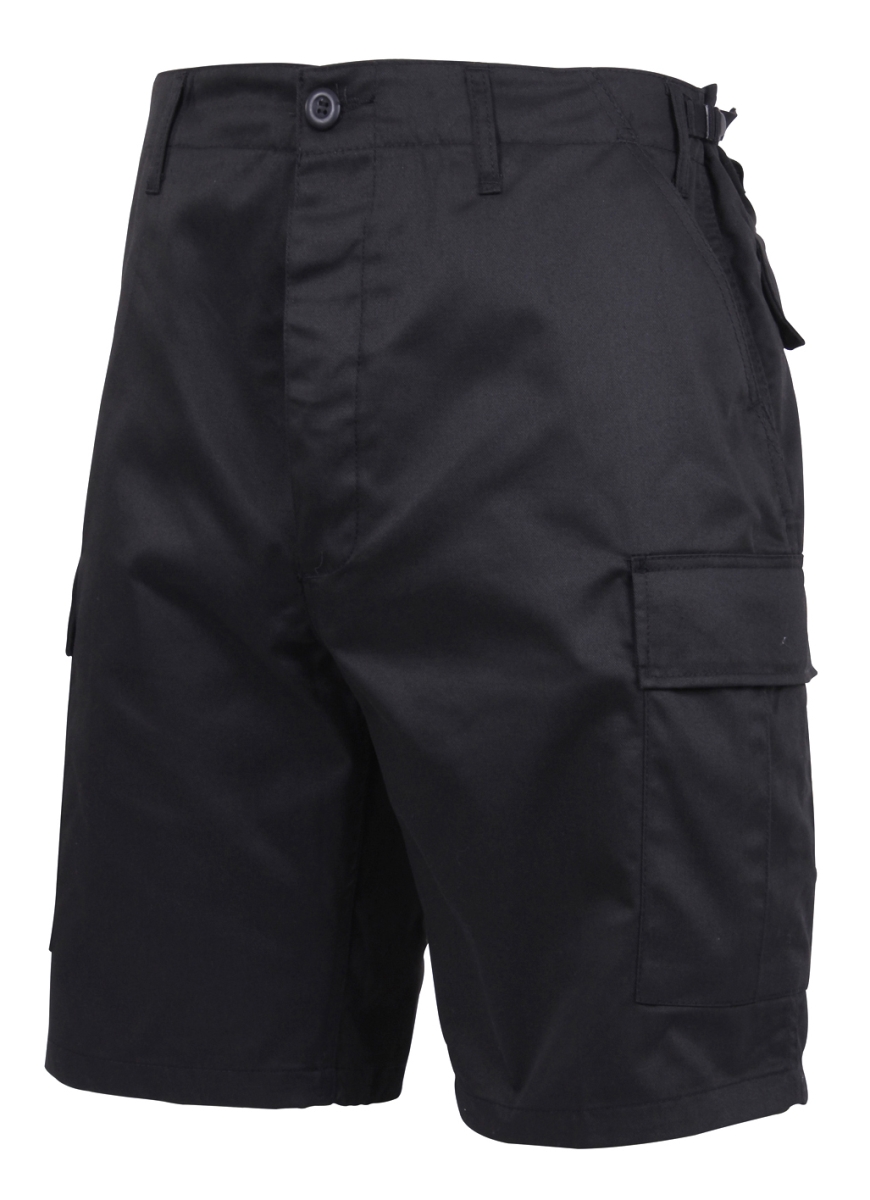 16630 Zipper Fly Battle Dress Uniform Combat Shorts, Black - Small
