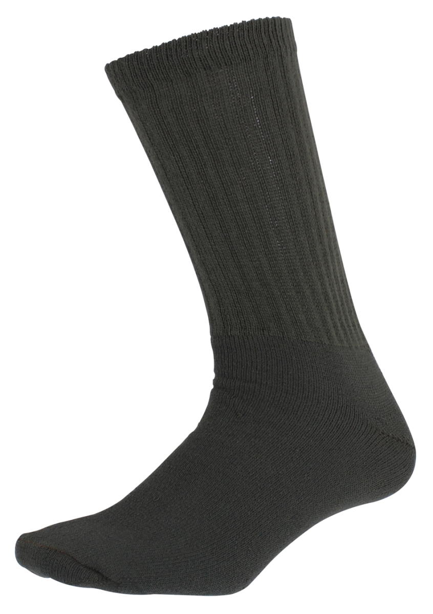 6664 Athletic Crew Socks, Olive Drab - Size 10 to 13