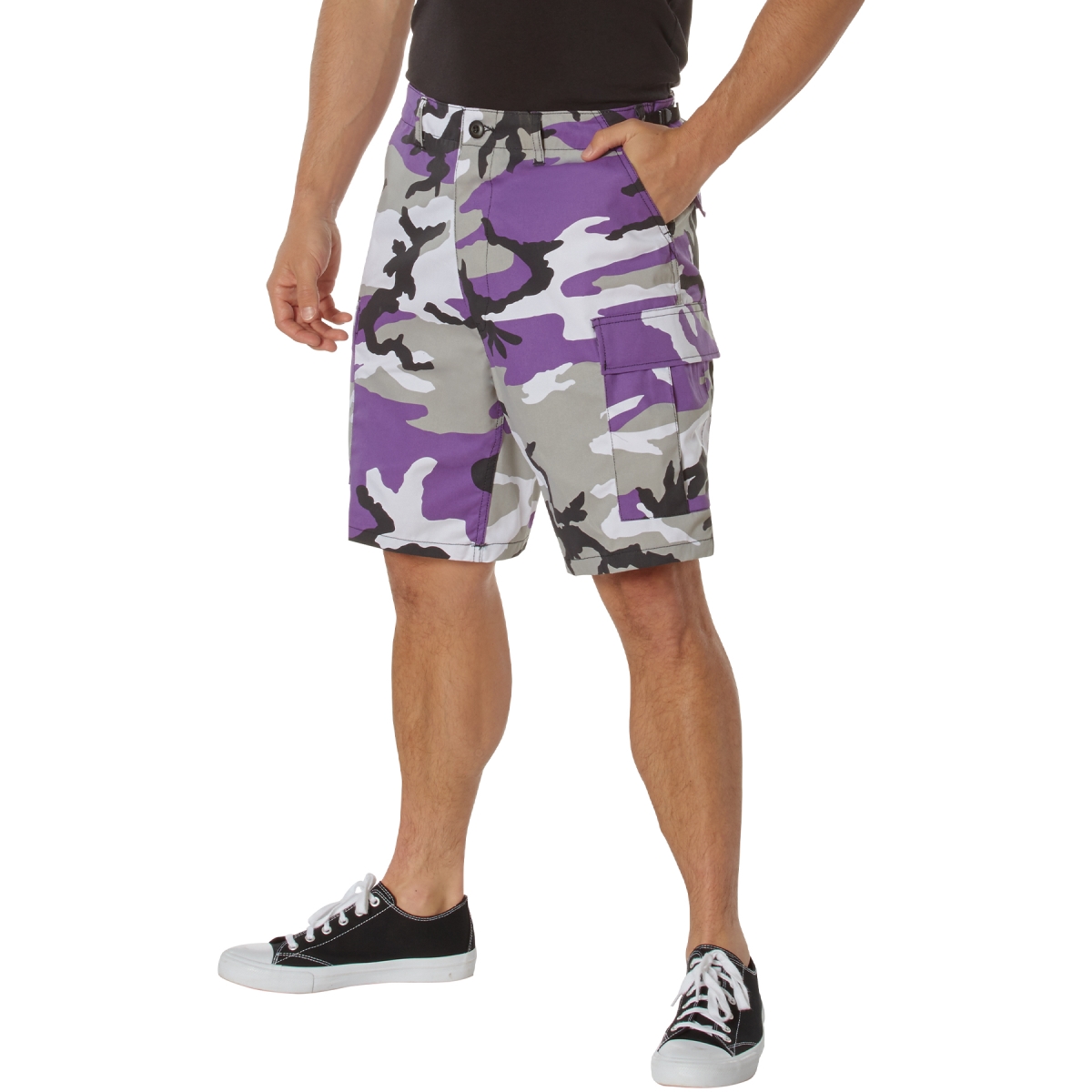 7964 Men Colored Camo Battle Dress Uniform Shorts, Ultra Violet Camo - Medium