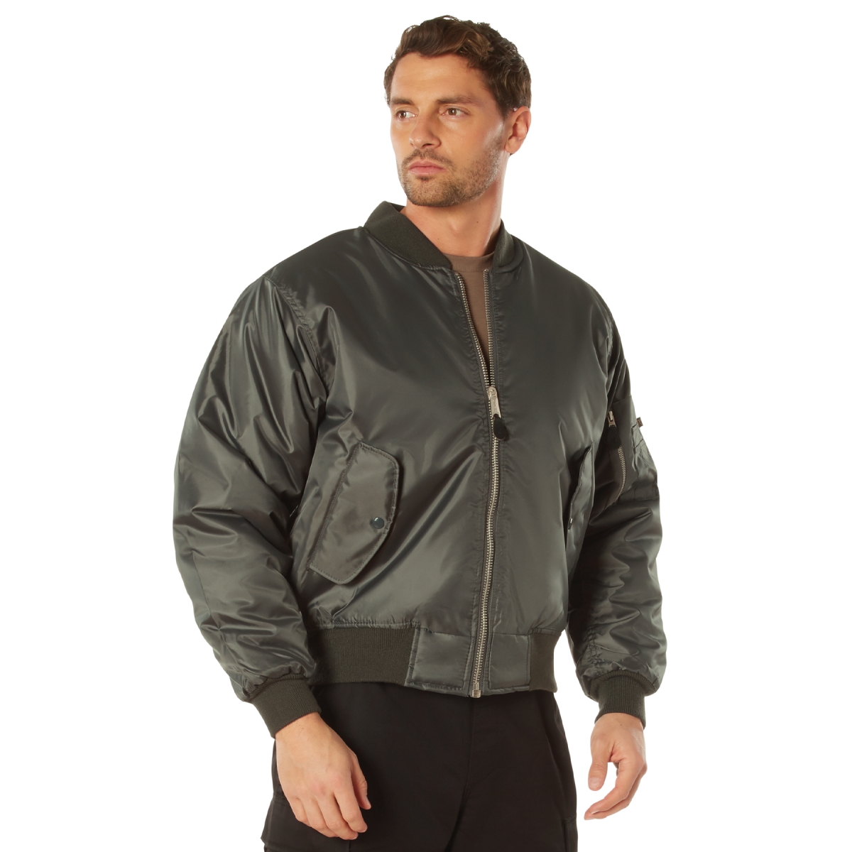 15221 Men MA-1 Flight Jacket, Gunmetal Grey - Small