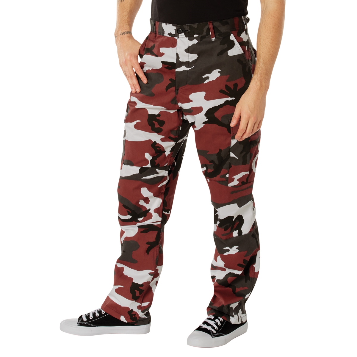8951 Color Camo Tactical Battle Dress Uniform Pants, Red Camo - Medium