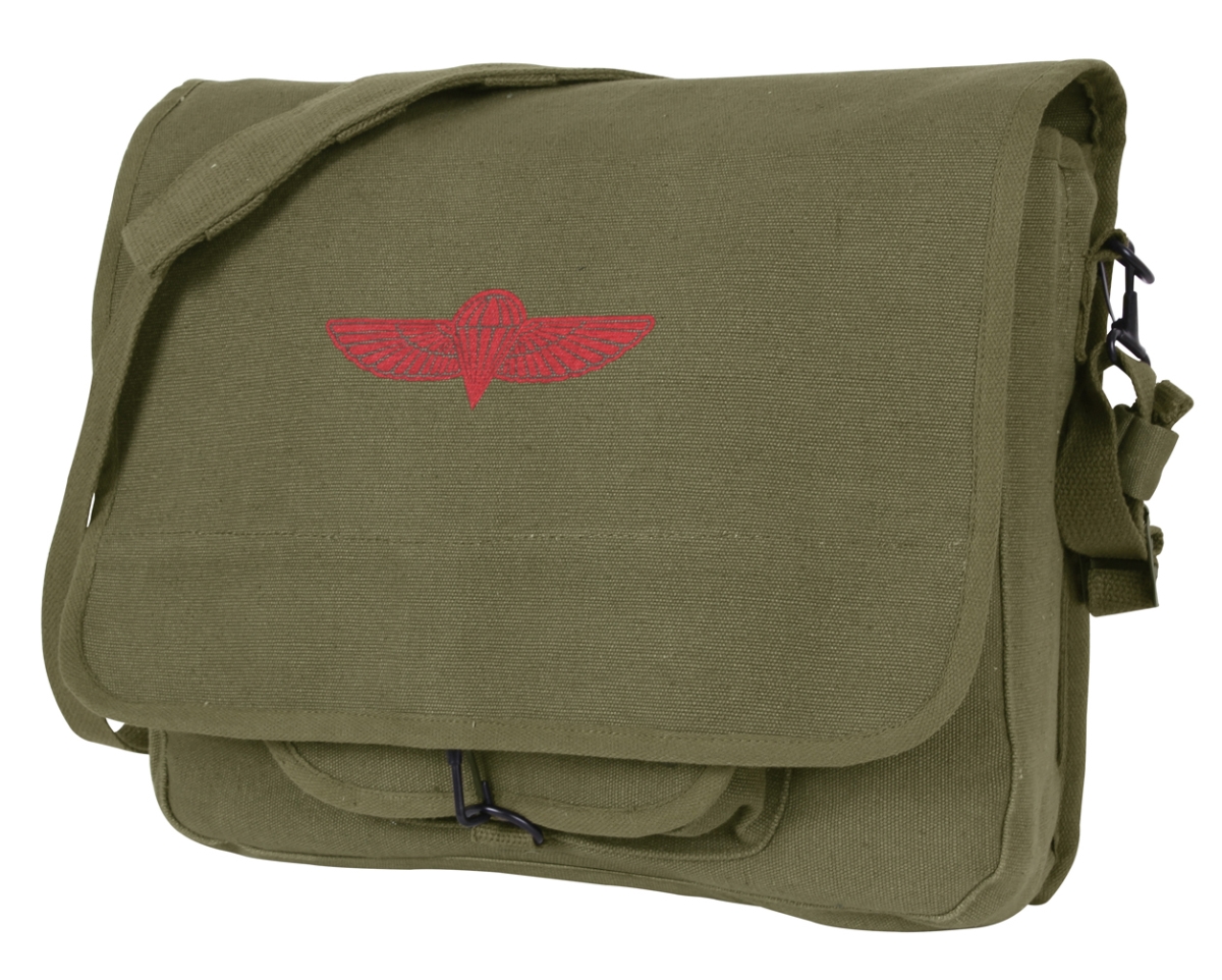 9327 Canvas Paratrooper Messenger Bag, Olive Drab