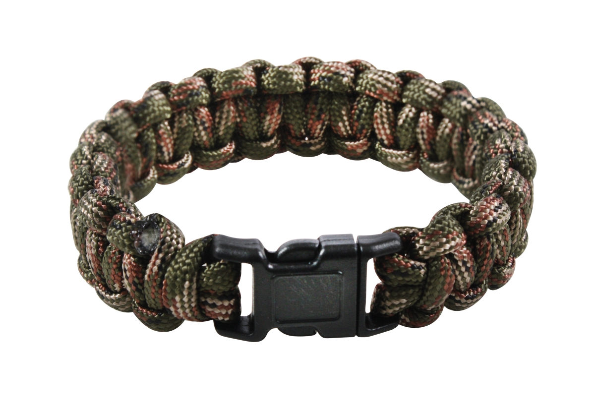 10810 9 in. Multi-Colored Paracord Bracelet, Woodland Camo