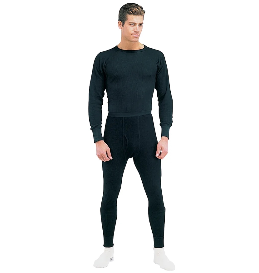 6529 Thermal Knit Underwear Bottom, Black - Large