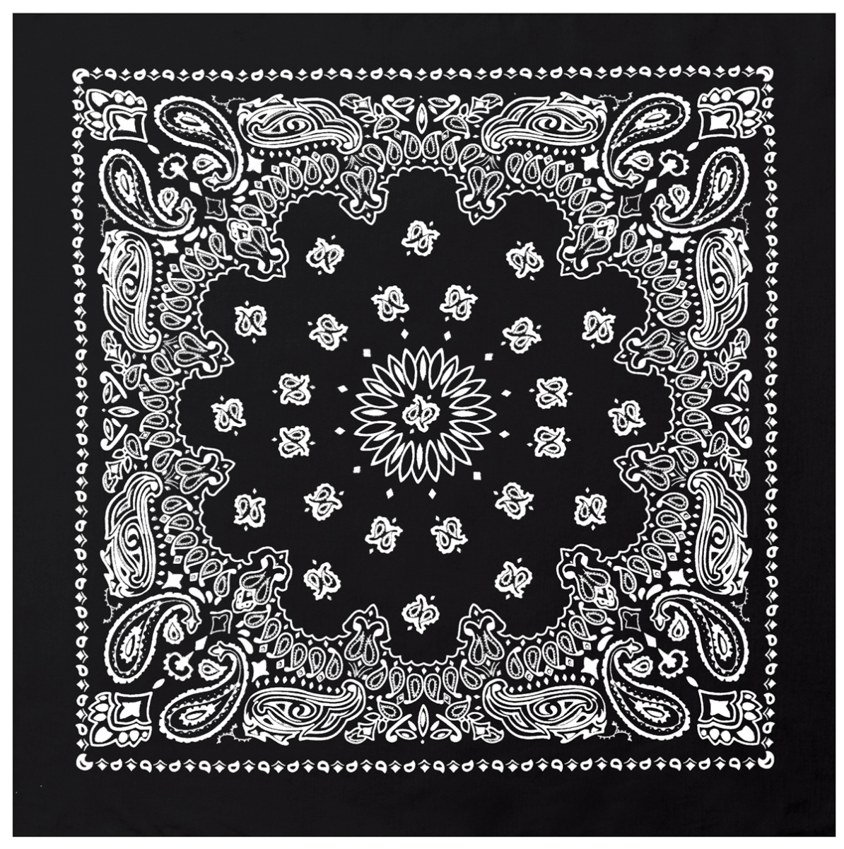 3132 27 x 27 in. Trainmen Paisley Bandana, Black - Extra Large
