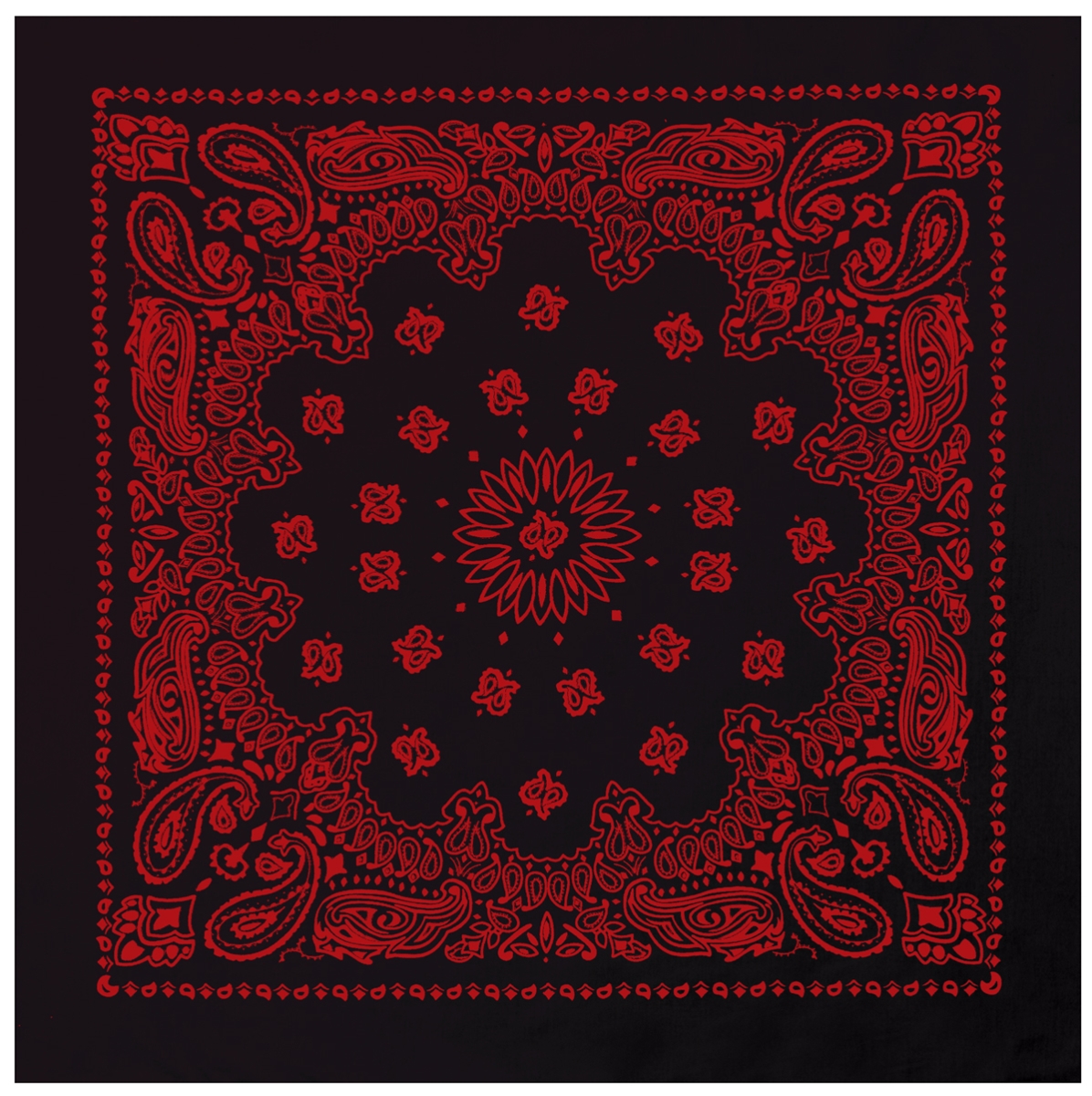 3135 27 x 27 in. Trainmen Paisley Bandana, Black & Red - Extra Large