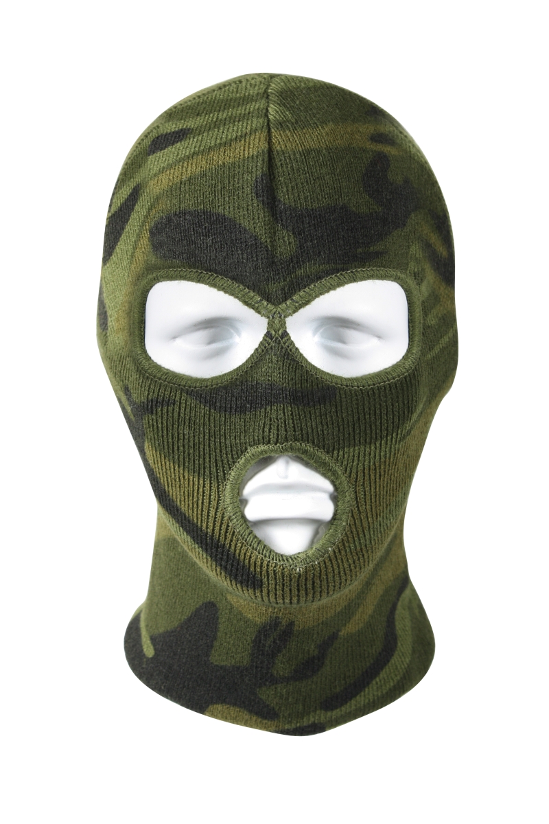 5175 Deluxe Woodland Camo 3-Hole Face Mask