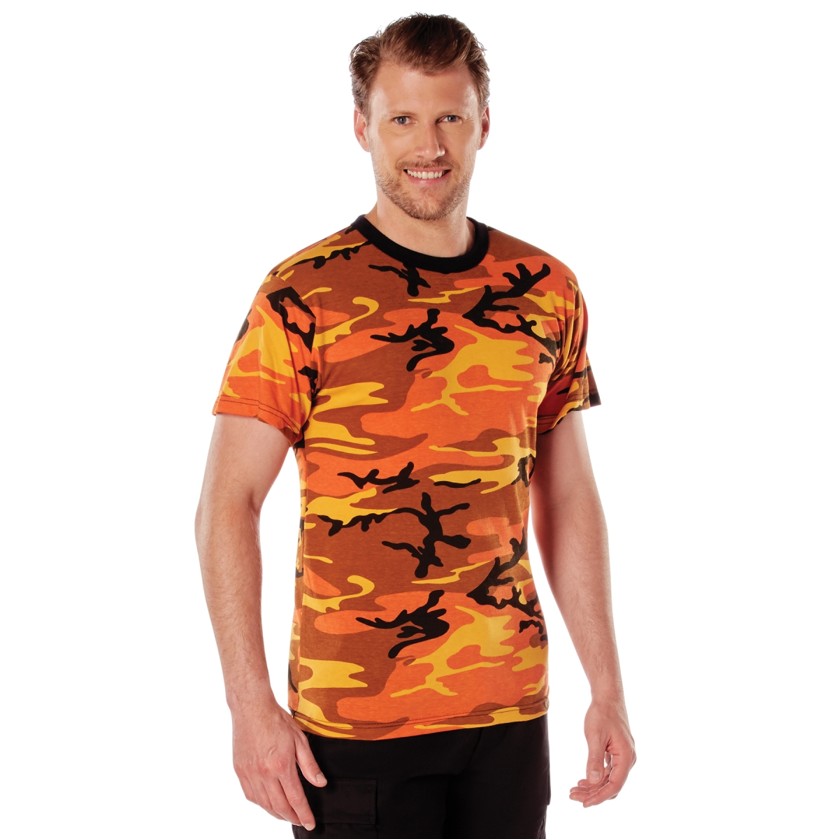 5820 Men Short Sleeve T-Shirt, Savage Orange Camo - Small