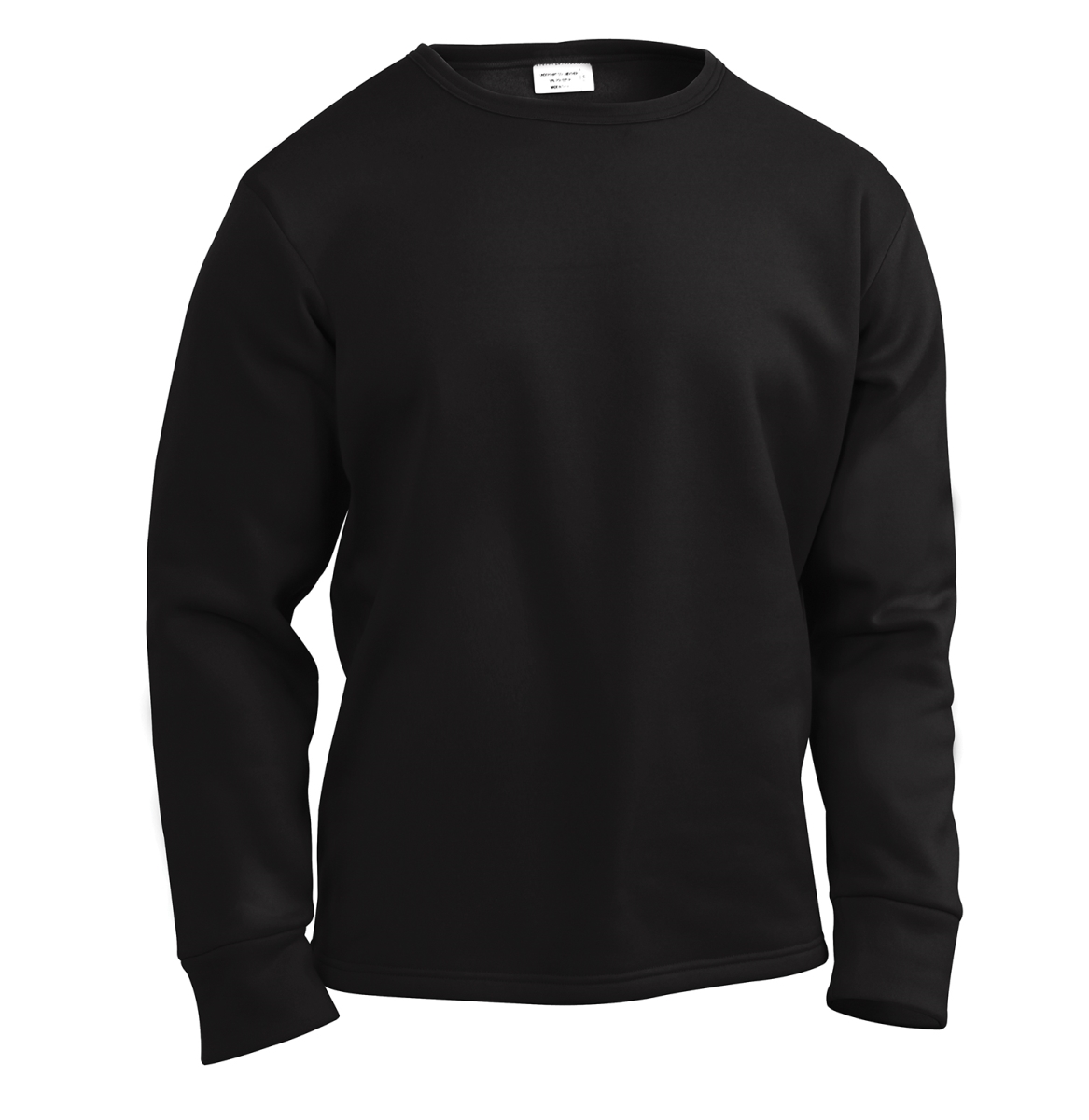 6126 Men ECWCS Poly Crew Neck Top Long Sleeve T-Shirt, Black - Large
