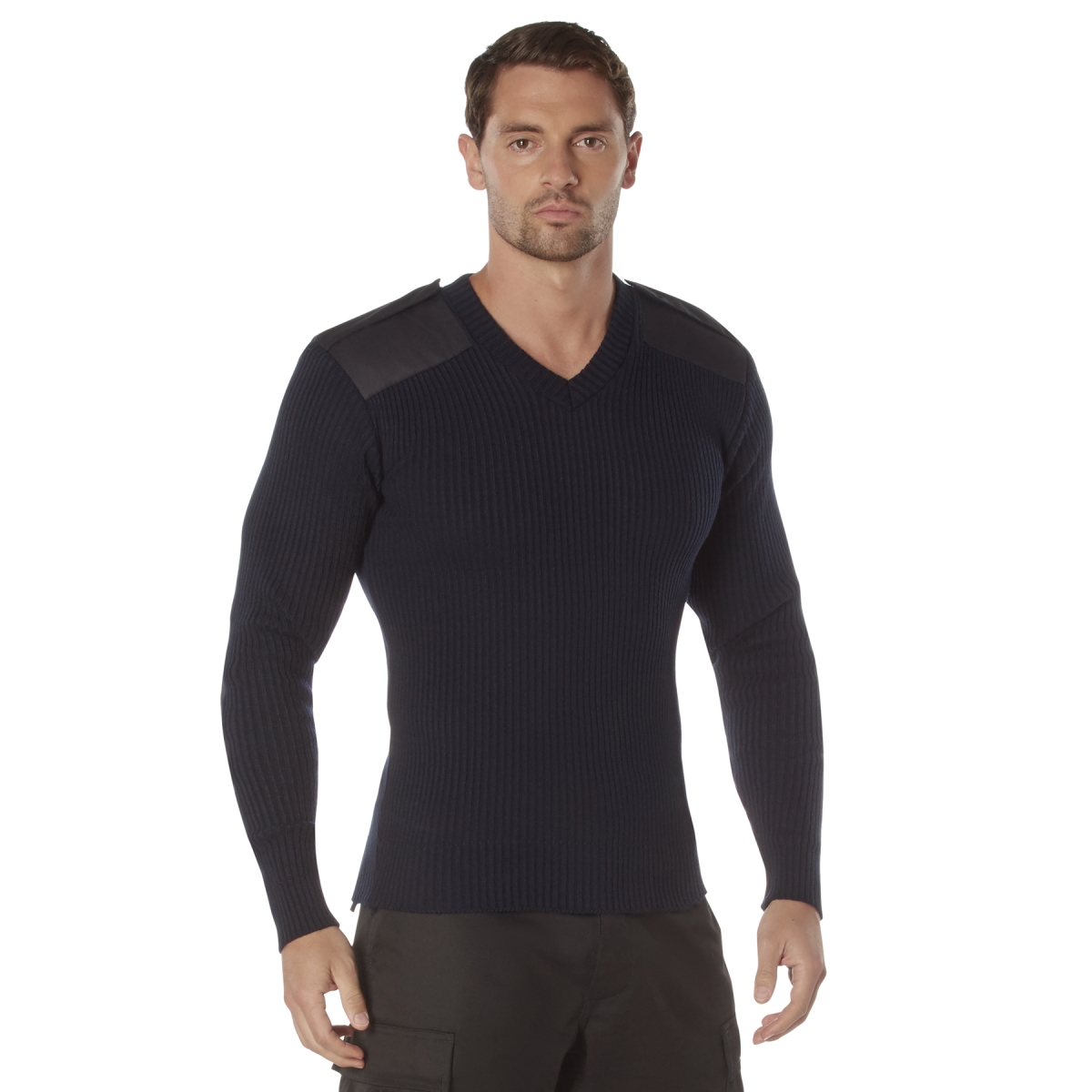 19456 G.I. Style Acrylic V-Neck Long Sleeve Sweater Shirt, Navy Blue - 5XL