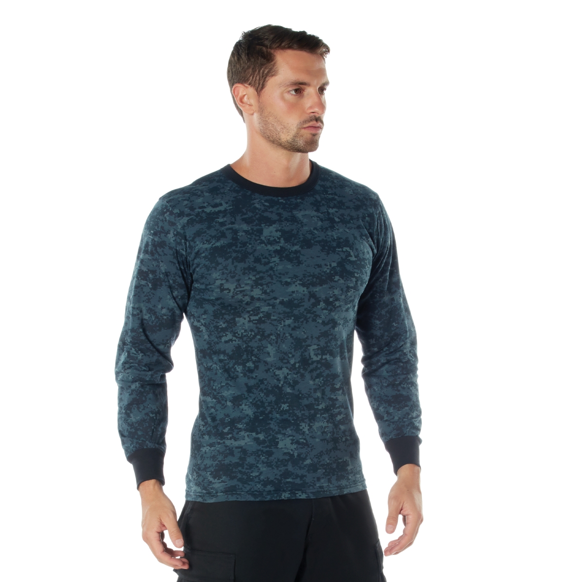 16307 Digital Camo Long Sleeve T-Shirt, Midnight Digital Camo - Small
