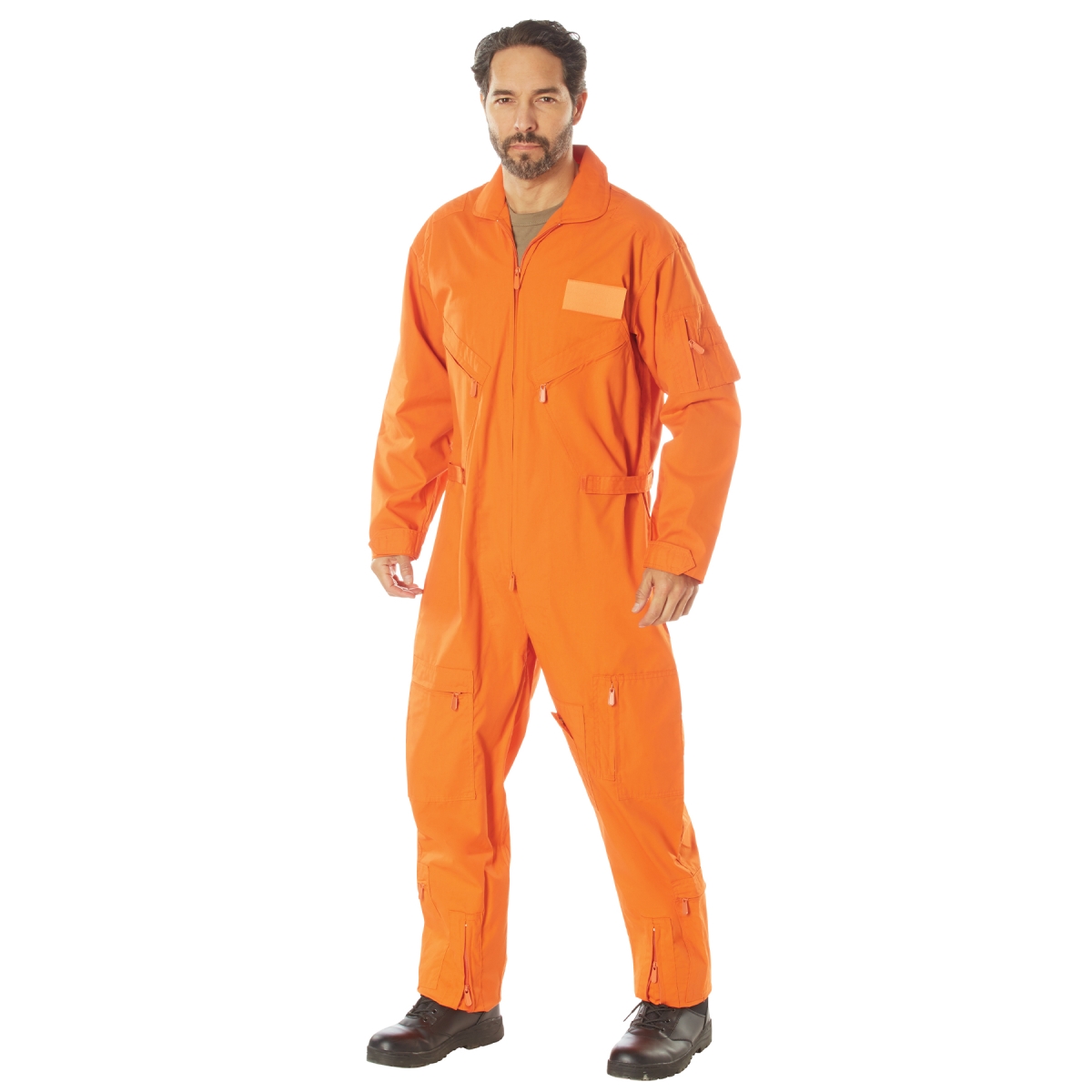 8349 Men Military-Styled Flight Suit, Orange - 2XL