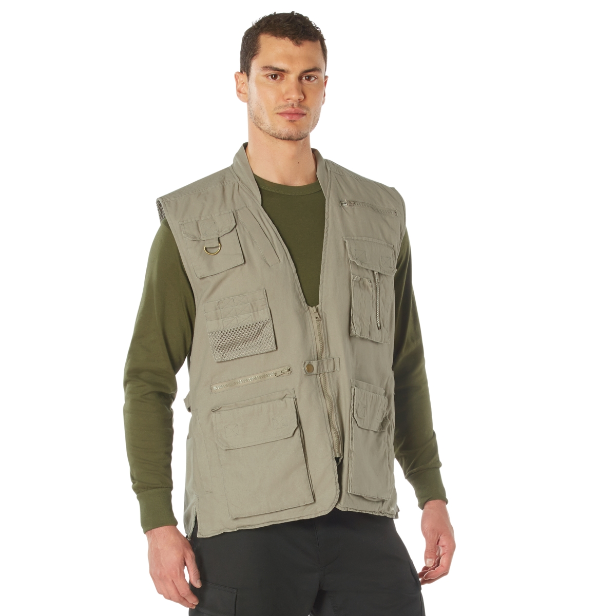 8493 Men Deluxe Safari Outback Vest, Khaki - Extra Large