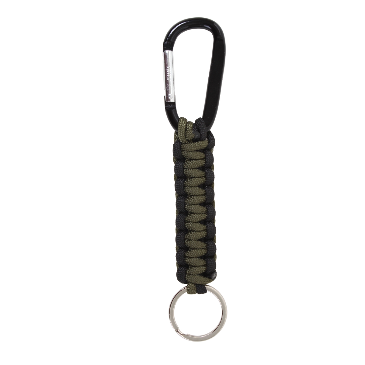 12490 Paracord Keychain with Carabiner, Olive Drab & Black
