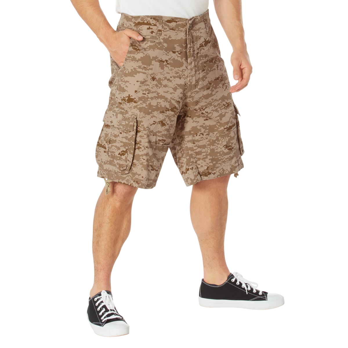 12254 Men Vintage Utility Cargo Shorts, Desert Digital Camo - Large