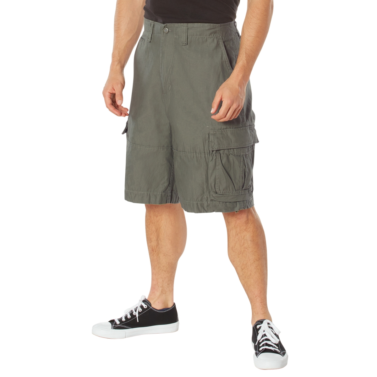 1351 Men Vintage Utility Cargo Shorts, Olive Drab - 2XL