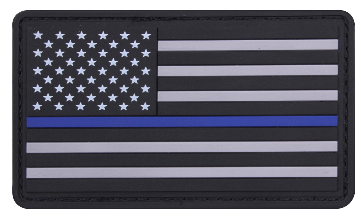 16357 PVC Thin Blue Line Flag Patch with Hook Back