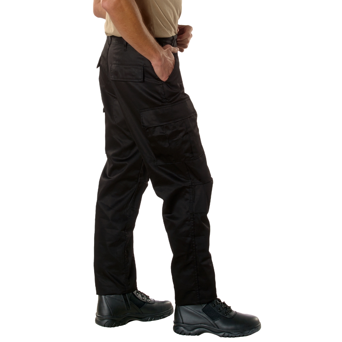 28590 Relaxed Fit Zipper Fly Battle Dress Uniform Pants, Black - Small