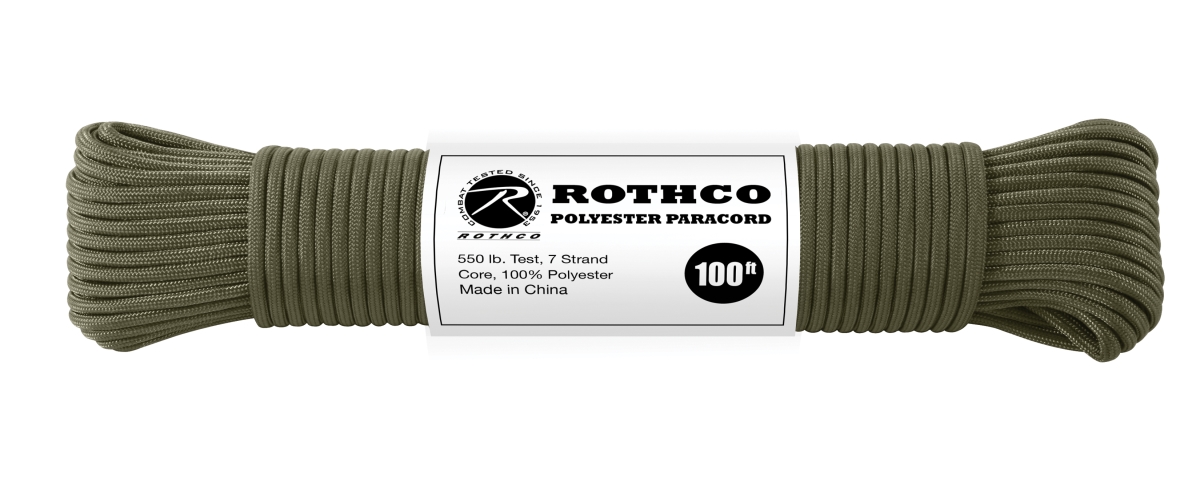 1786 550 lbs Type III Polyester Paracord, Olive Drab - 100 ft.
