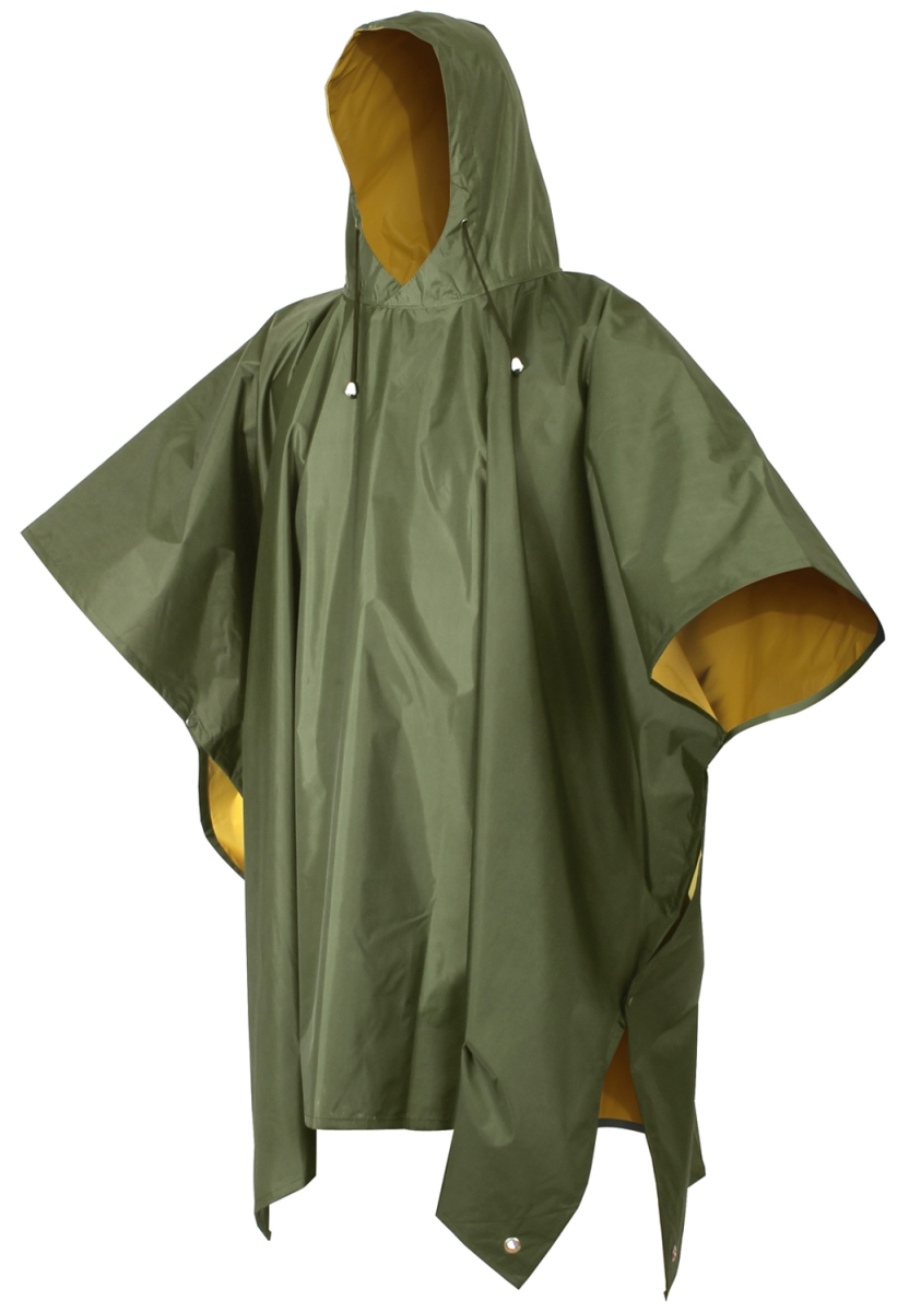 2400 Reversible PVC Poncho, Olive Drab - One Size
