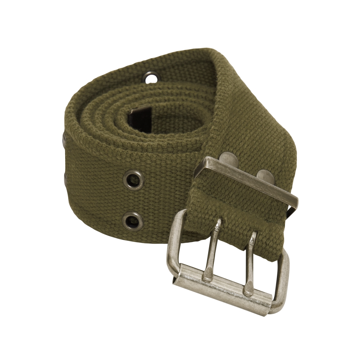 2871 Vintage Double Prong Buckle Belts, Olive Drab - Small