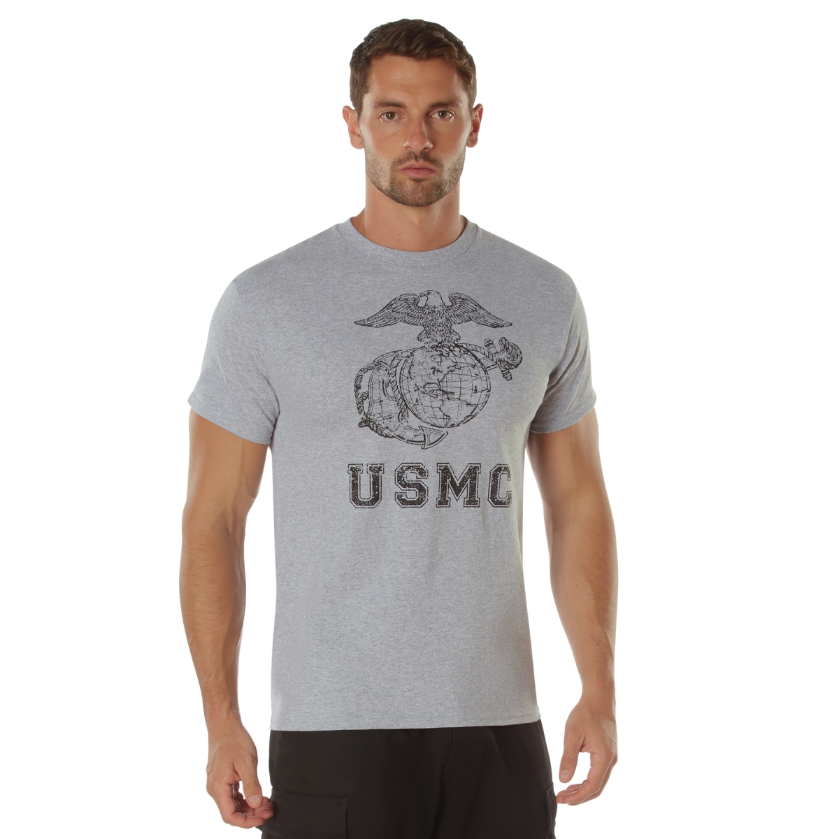 6140 Men Vintage USMC Eagle Globe & Anchor Short Sleeve T-Shirt - Small