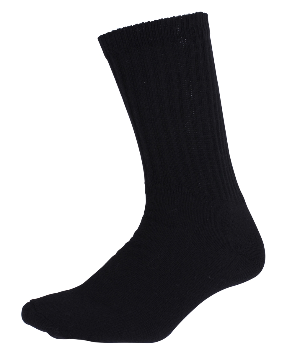 19903 Athletic Crew Socks, Black - Size 9 to 11