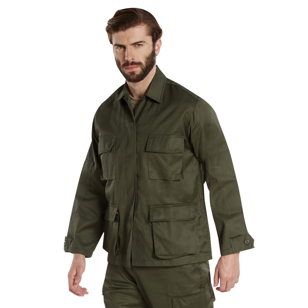 29197 Twill Battle Dress Uniform Long Sleeve Shirt, Olive Drab - Medium