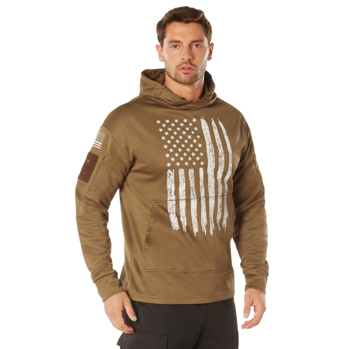 19399 Concealed Carry U.S. Flag Hoodie, Coyote Brown - Small