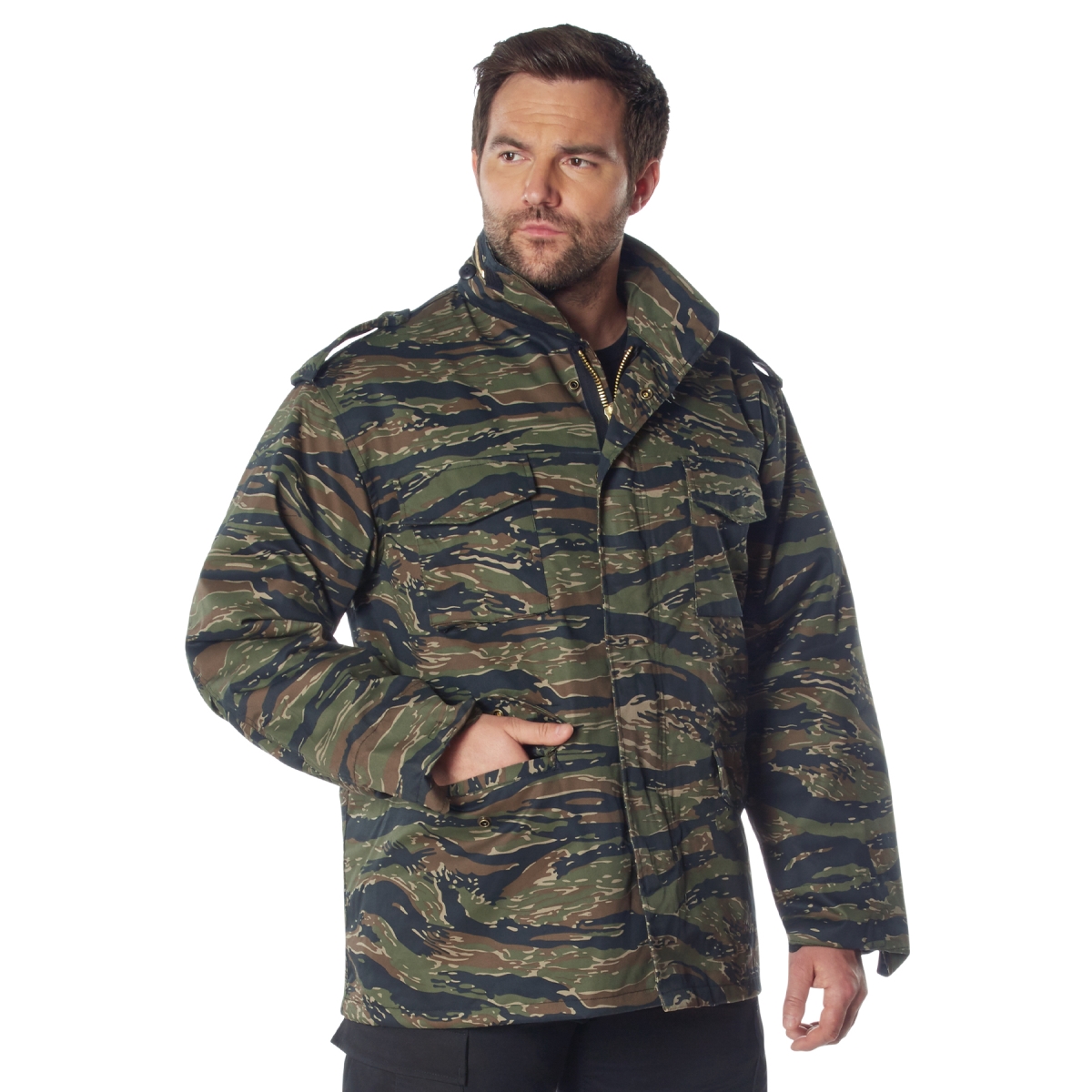 12651 Men M-65 Field Jacket, Tiger Stripe Camo - Extra Large
