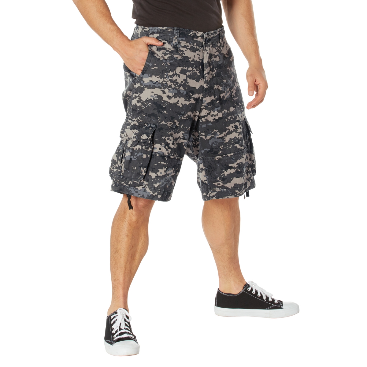 12258 Men Vintage Utility Cargo Shorts, Subdued Urban Digital Camo - Extra Small
