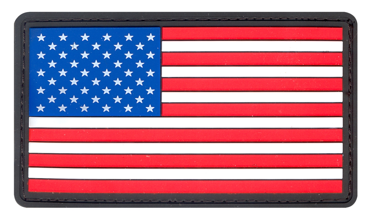 15217 PVC US Flag Patch with Hook Back, Red & White - Blue